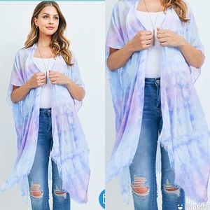 Boho Tie Dye Gypsy Kimono Wrap Swim Cover Up O/S